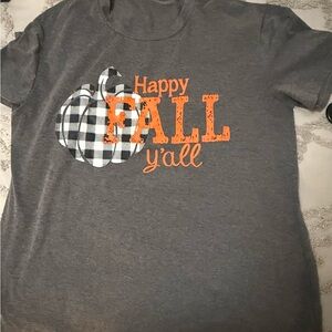 Happy Fall Y'all Graphic Tee - Gray & Orange